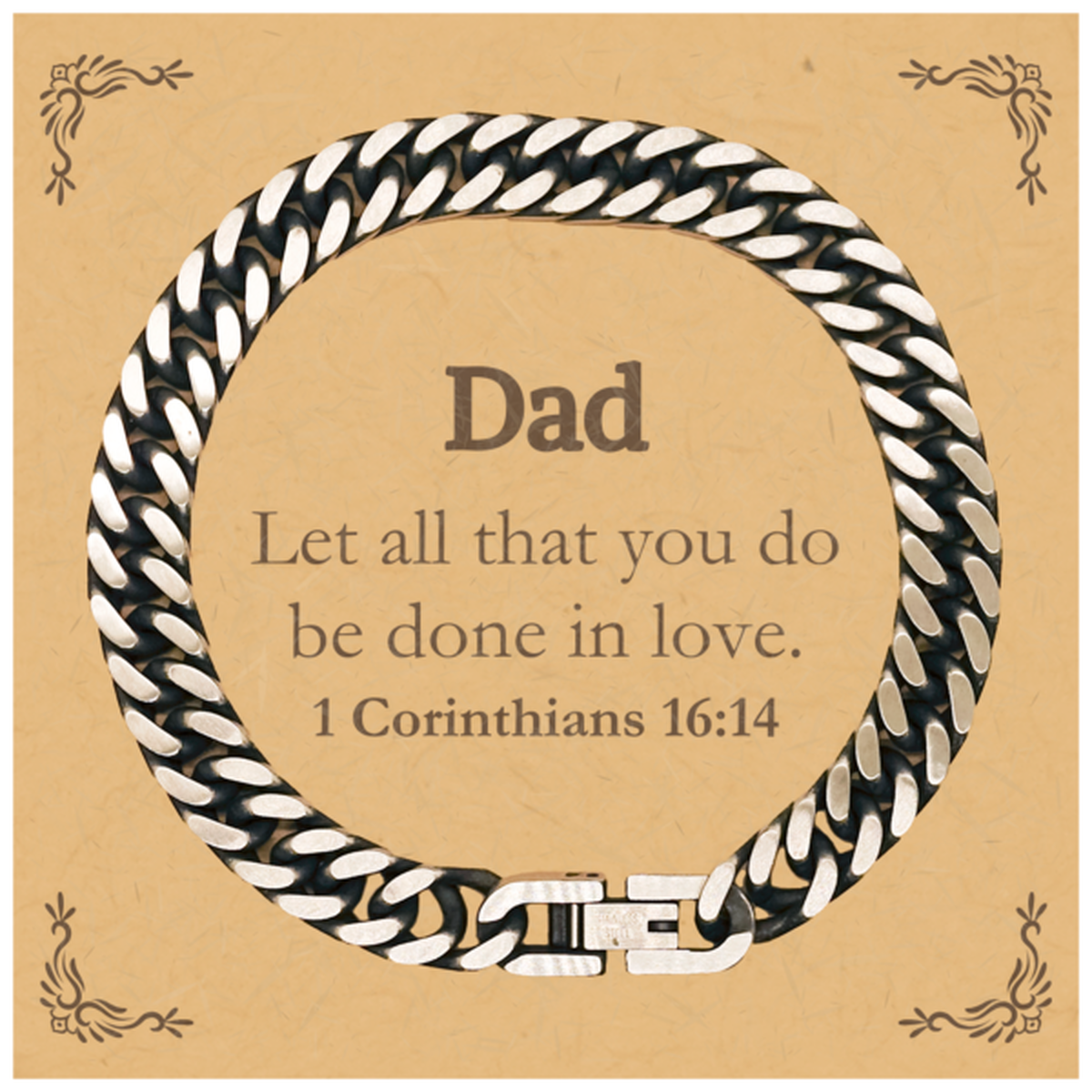 christian dad gifts let all that you do be done in love bible verse scripture cuban link chain bracelet baptism confirmation gifts for dad