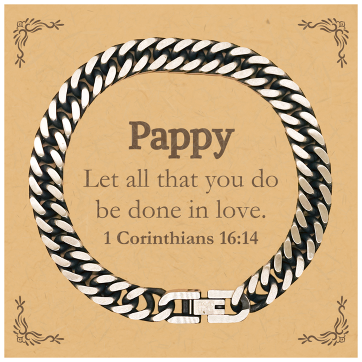 christian pappy gifts let all that you do be done in love bible verse scripture cuban link chain bracelet baptism confirmation gifts for pappy