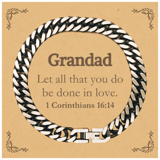 christian grandad gifts let all that you do be done in love bible verse scripture cuban link chain bracelet baptism confirmation gifts for grandad