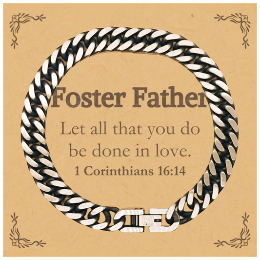christian foster father gifts let all that you do be done in love bible verse scripture cuban link chain bracelet baptism confirmation gifts for foster father