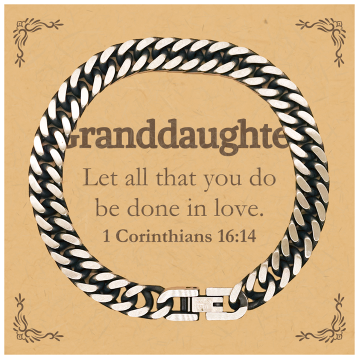 christian granddaughter gifts let all that you do be done in love bible verse scripture cuban link chain bracelet baptism confirmation gifts for granddaughter
