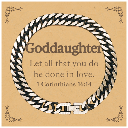 christian goddaughter gifts let all that you do be done in love bible verse scripture cuban link chain bracelet baptism confirmation gifts for goddaughter