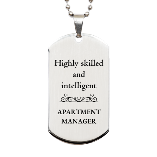 best apartment manager gifts highly skilled and intelligent appreciation birthday silver dog tag for apartment manager men women friends coworkers