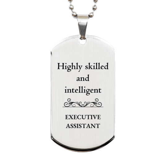 best executive assistant gifts highly skilled and intelligent appreciation birthday silver dog tag for executive assistant men women friends coworkers