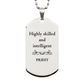 best priest gifts highly skilled and intelligent appreciation birthday silver dog tag for priest men women friends coworkers