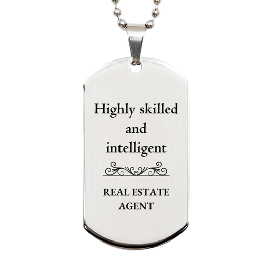 best real estate agent gifts highly skilled and intelligent appreciation birthday silver dog tag for real estate agent men women friends coworkers