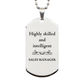 best sales manager gifts highly skilled and intelligent appreciation birthday silver dog tag for sales manager men women friends coworkers