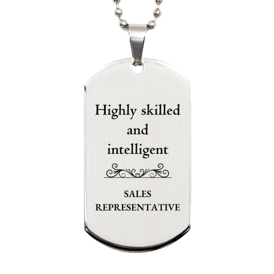 best sales representative gifts highly skilled and intelligent appreciation birthday silver dog tag for sales representative men women friends coworkers