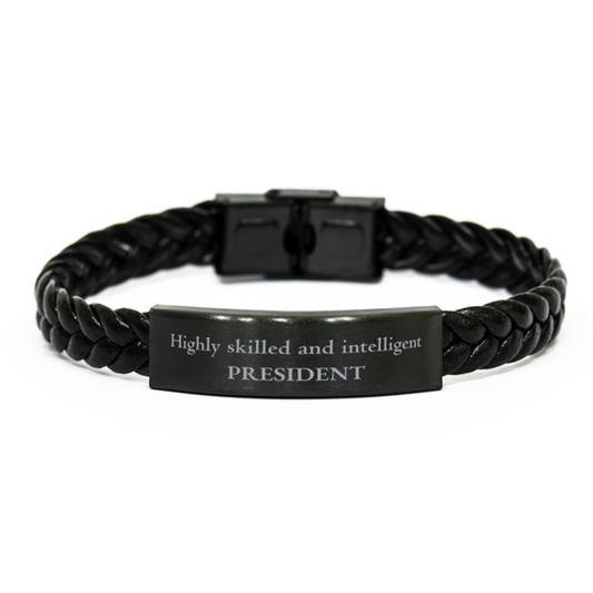 best president gifts highly skilled and intelligent appreciation birthday braided leather bracelet for president men women friends coworkers