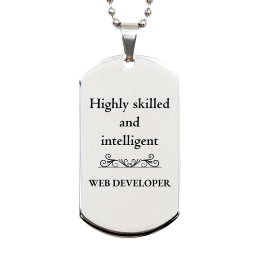 best web developer gifts highly skilled and intelligent appreciation birthday silver dog tag for web developer men women friends coworkers