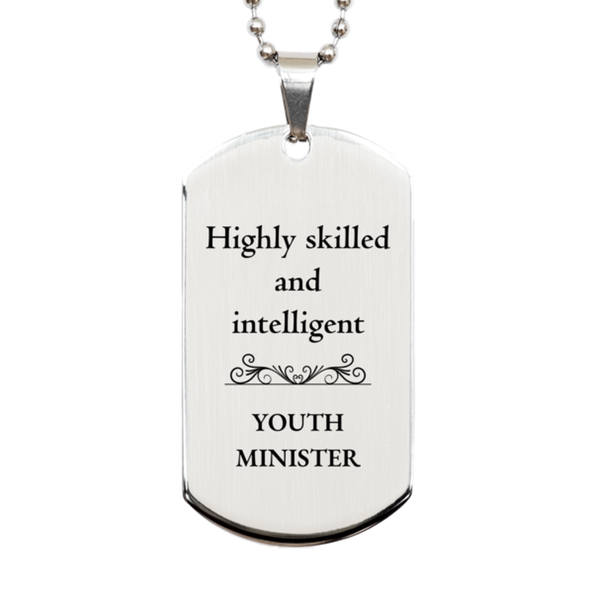 best youth minister gifts highly skilled and intelligent appreciation birthday silver dog tag for youth minister men women friends coworkers