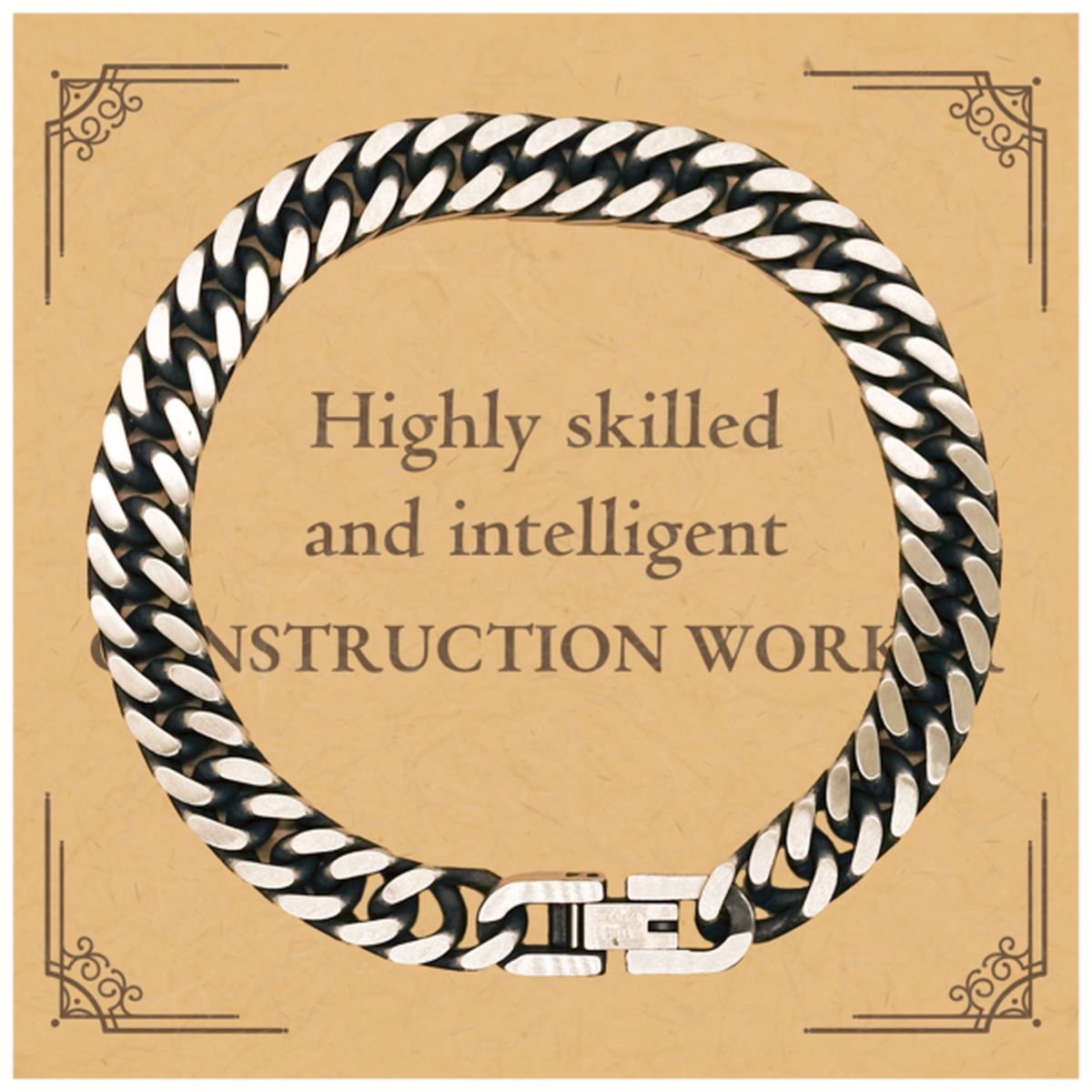 best construction worker gifts highly skilled and intelligent appreciation birthday cuban link chain bracelet for construction worker men women friends coworkers