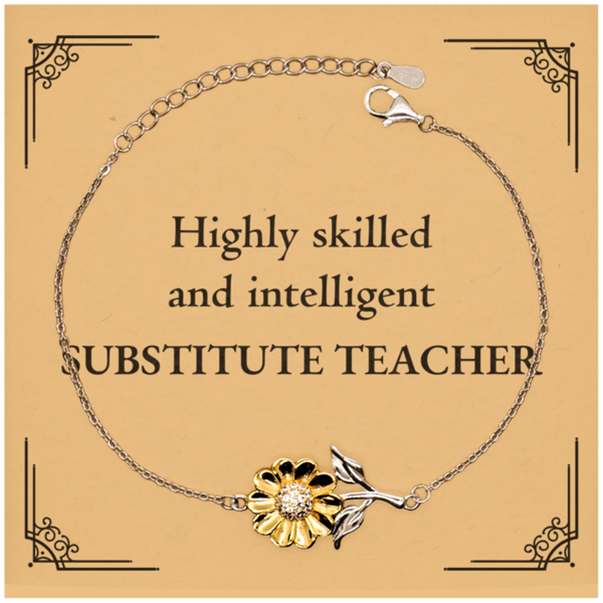 best substitute teacher gifts highly skilled and intelligent appreciation birthday sunflower bracelet for substitute teacher men women friends coworkers
