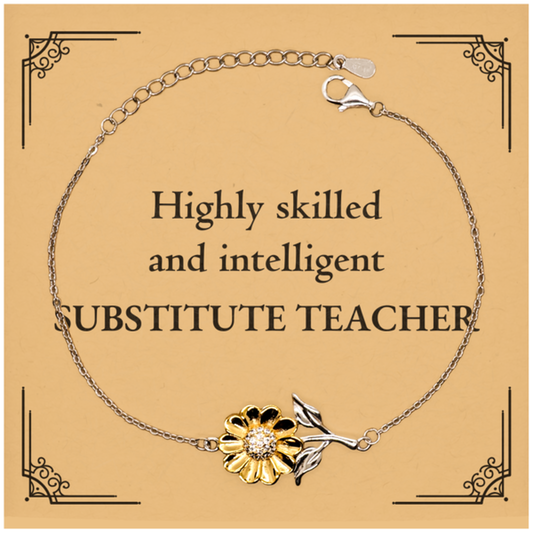 best substitute teacher gifts highly skilled and intelligent appreciation birthday sunflower bracelet for substitute teacher men women friends coworkers