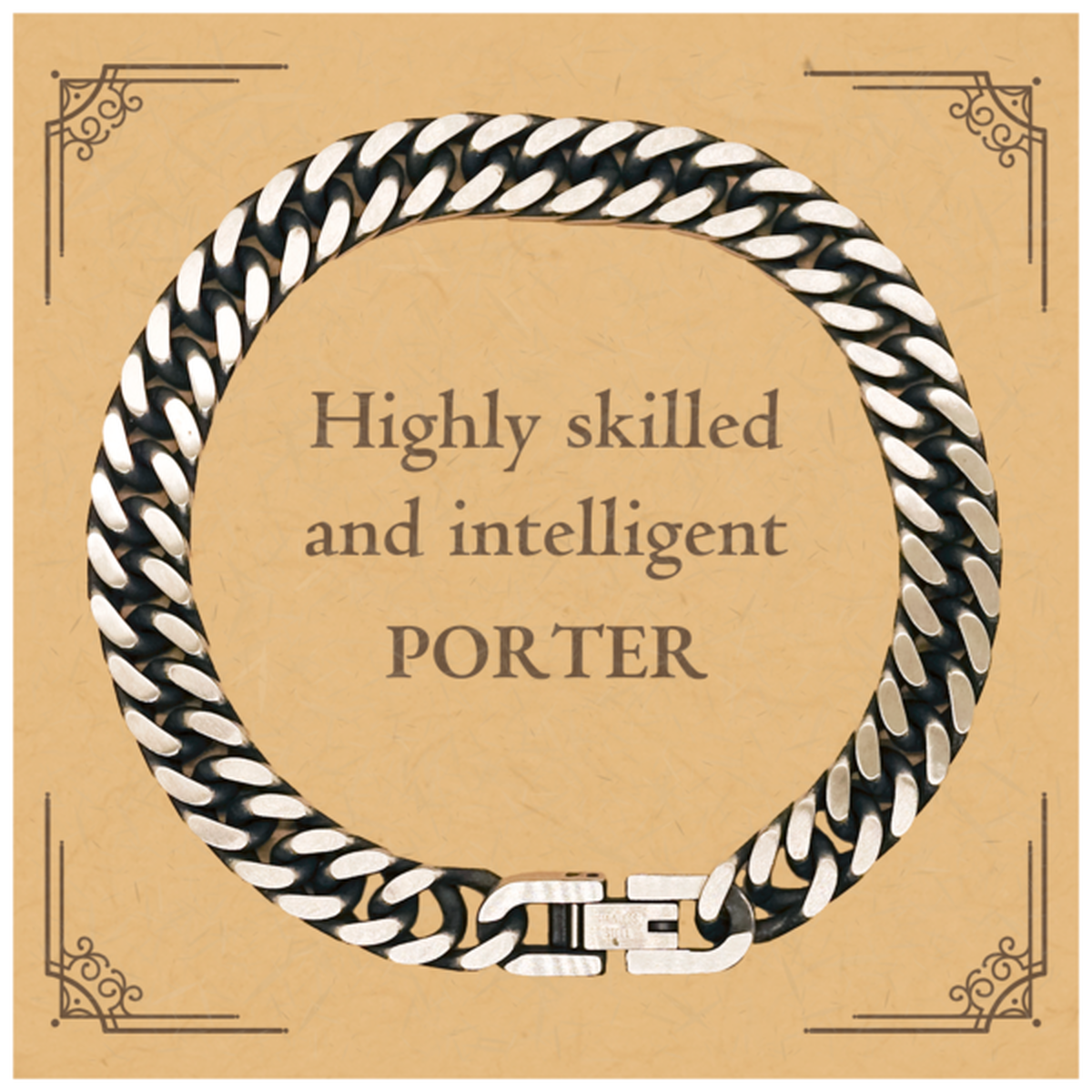 best porter gifts highly skilled and intelligent appreciation birthday cuban link chain bracelet for porter men women friends coworkers