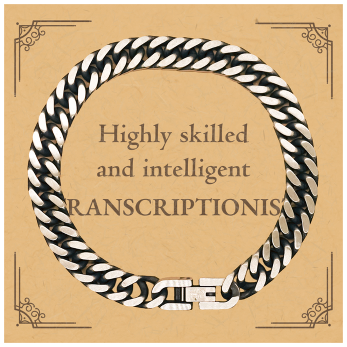 best transcriptionist gifts highly skilled and intelligent appreciation birthday cuban link chain bracelet for transcriptionist men women friends coworkers