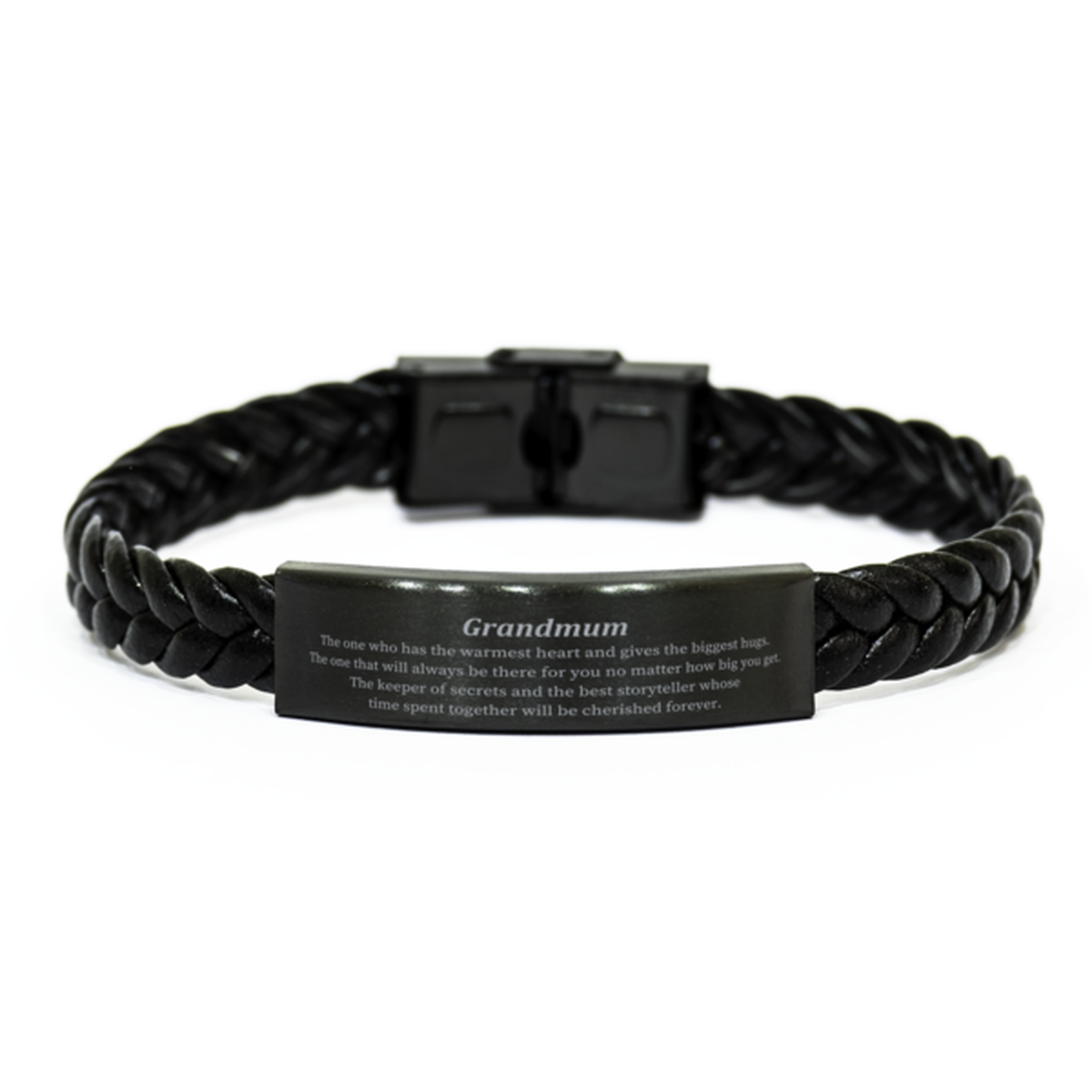 grandmum braided leather bracelet the warmest heart for birthday christmas and graduation unique gift for grandmum with inspirational engraved words