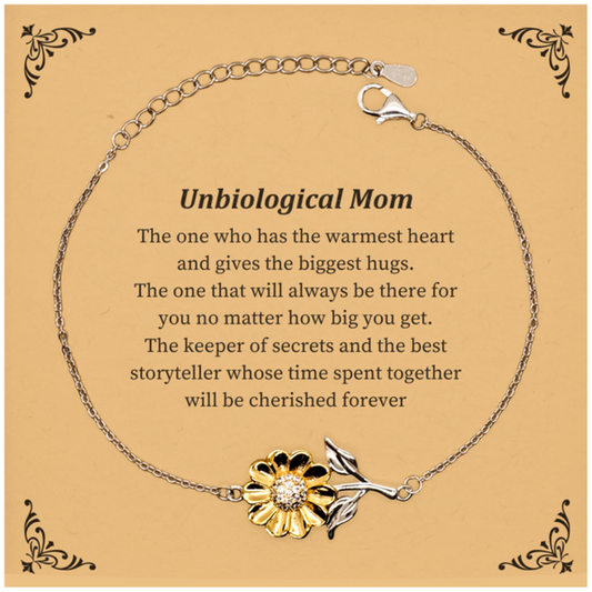 unique unbiological mom sunflower bracelet the warmest heart cherished forever perfect gift for mothers day birthday