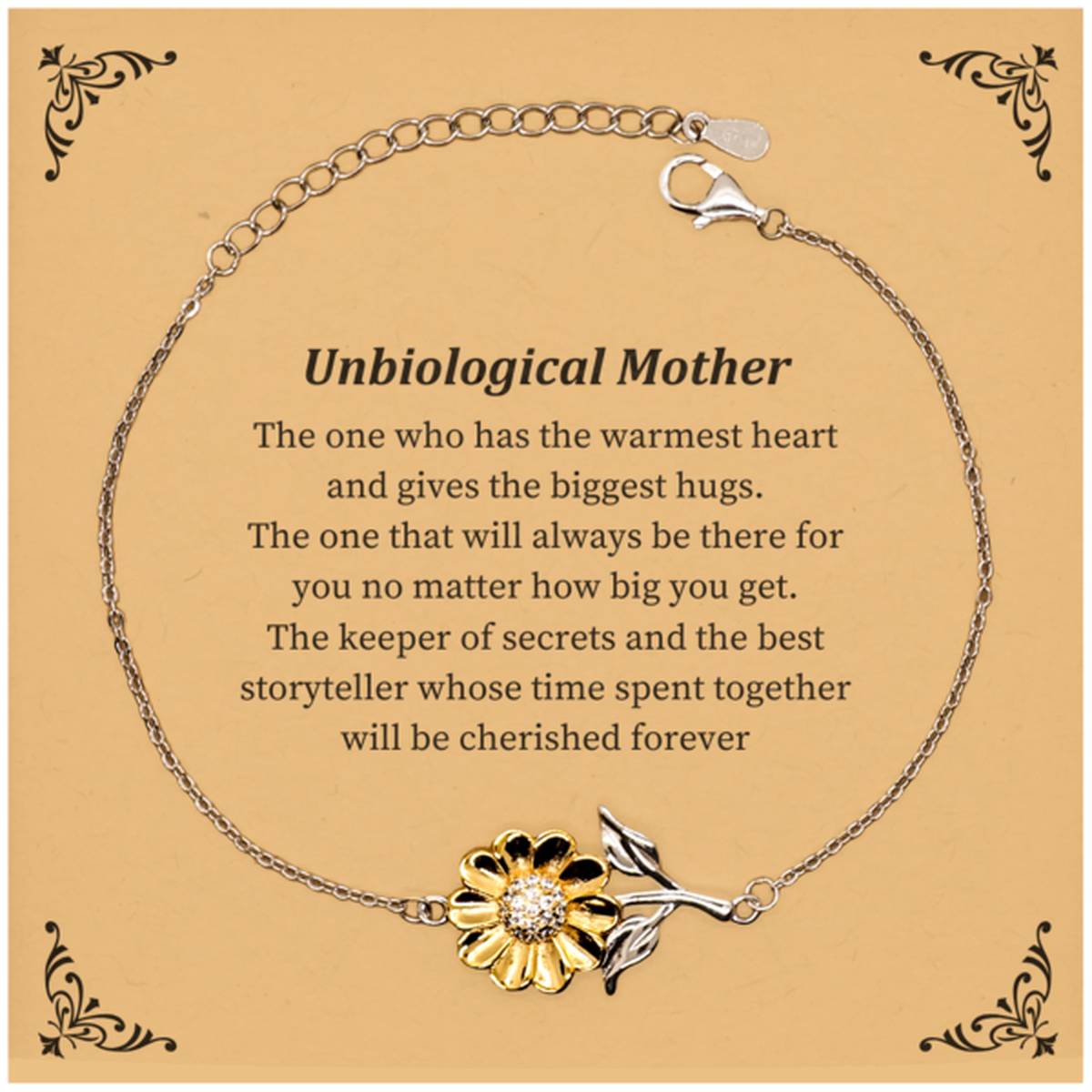 unique sunflower bracelet unbiological mother gift warm heart hugs keeper of secrets cherished memories forever love inspiration confidence birthday graduation veterans day easter gift idea