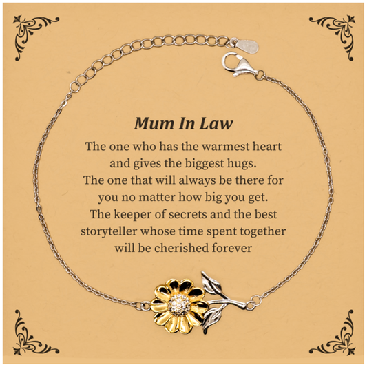 engraved sunflower bracelet for mum in law cherished time together warm hugs best storyteller perfect birthday or christmas gift