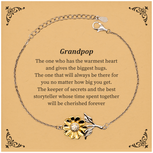grandpop sunflower bracelet the warmest heart cherished forever perfect gift for christmas graduation birthday or any special occasion