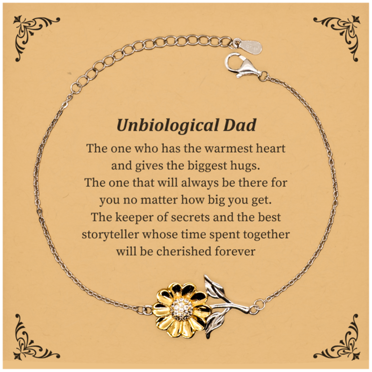 unbiological dad sunflower bracelet the warmest heart cherished forever birthday gift for dad inspirational jewelry for fathers day
