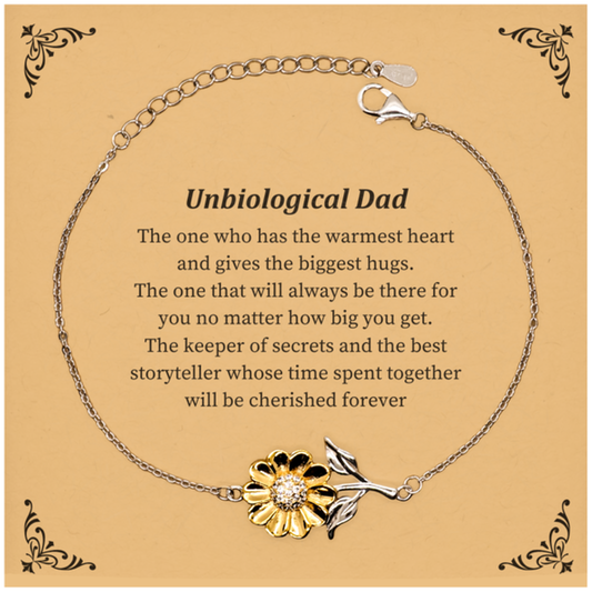 unbiological dad sunflower bracelet the warmest heart cherished forever birthday gift for dad inspirational jewelry for fathers day