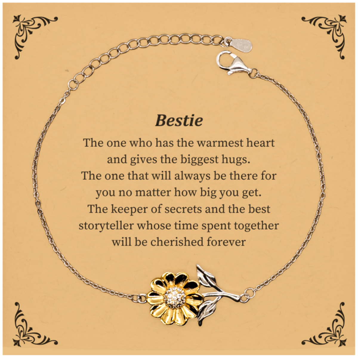 sunflower bracelet bestie the one with the warmest heart perfect gift for friendship birthday christmas and graduation