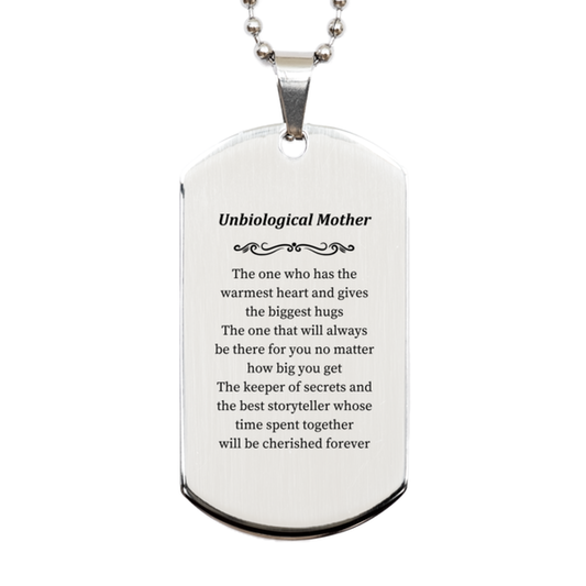 unbiological mother silver dog tag the warmest heart and cherished memories perfect mothers day gift