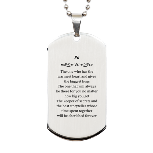 silver dog tag for pa the keeper of secrets and best storyteller engraved inspirational gift for fathers day birthday and christmas