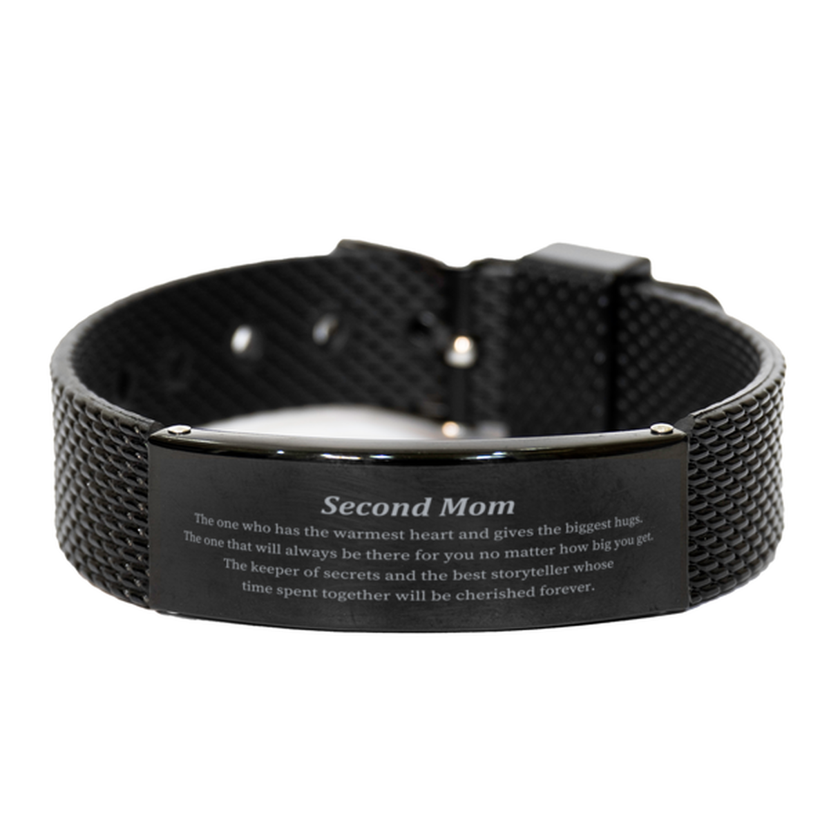 black shark mesh bracelet second mom the keeper of cherished memories engraved gift for christmas holidays and special occasions