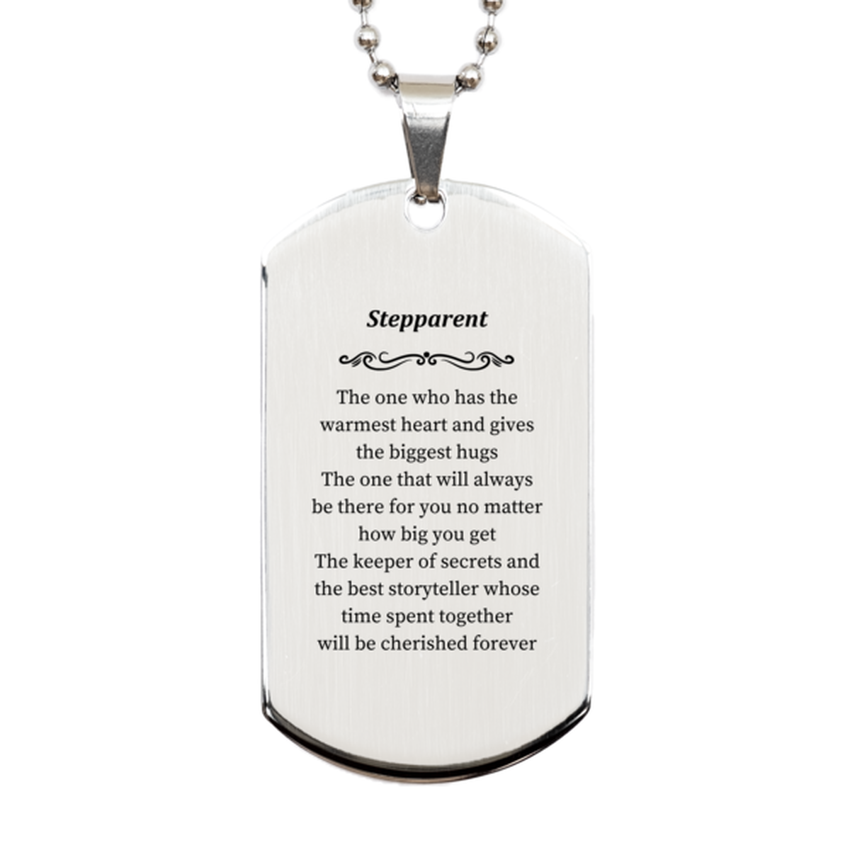 silver dog tag stepparent the one with the warmest heart engraved gift for birthdays and holidays