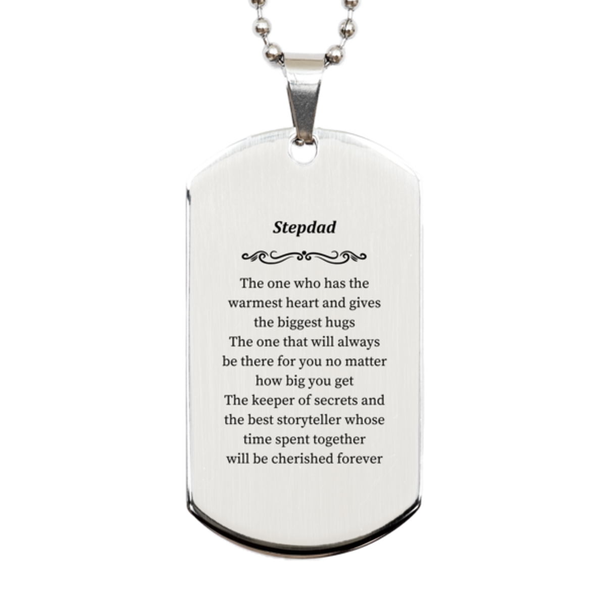 engraved silver dog tag stepdad the keeper of secrets and best storyteller for christmas birthday and holidays gift