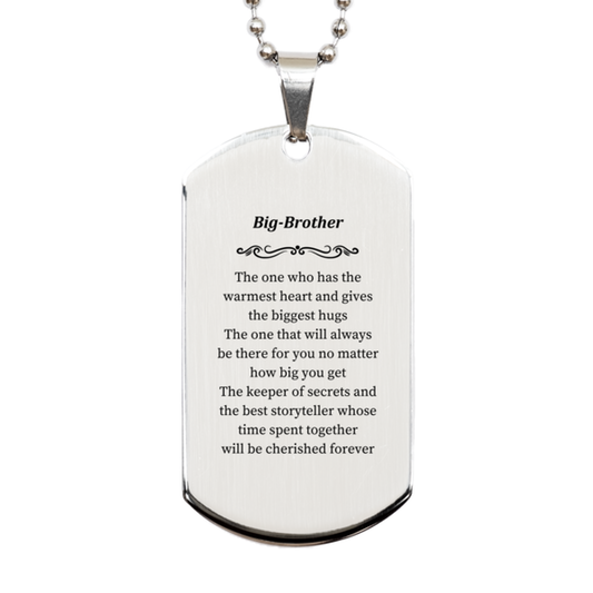 big brother silver dog tag the warmest heart and cherished memories engraved gift for birthday christmas and veterans day