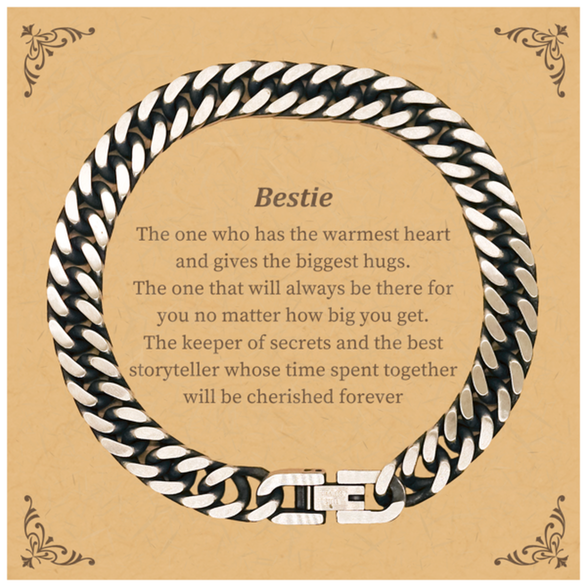 birthday gift bestie cuban link chain bracelet the warmest heart cherished forever confidence