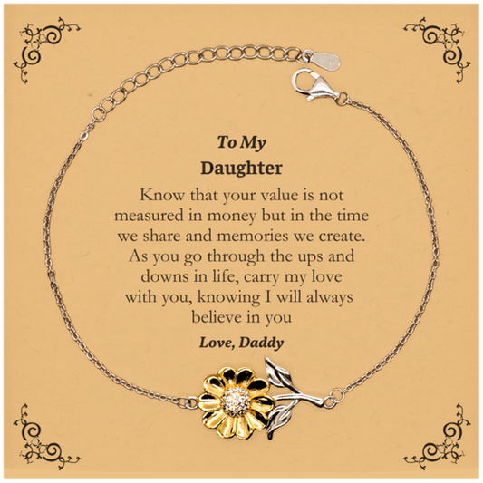 to my daughter sunflower bracelet engraved birthday gift jewelry for daughter from dad with love and confidence