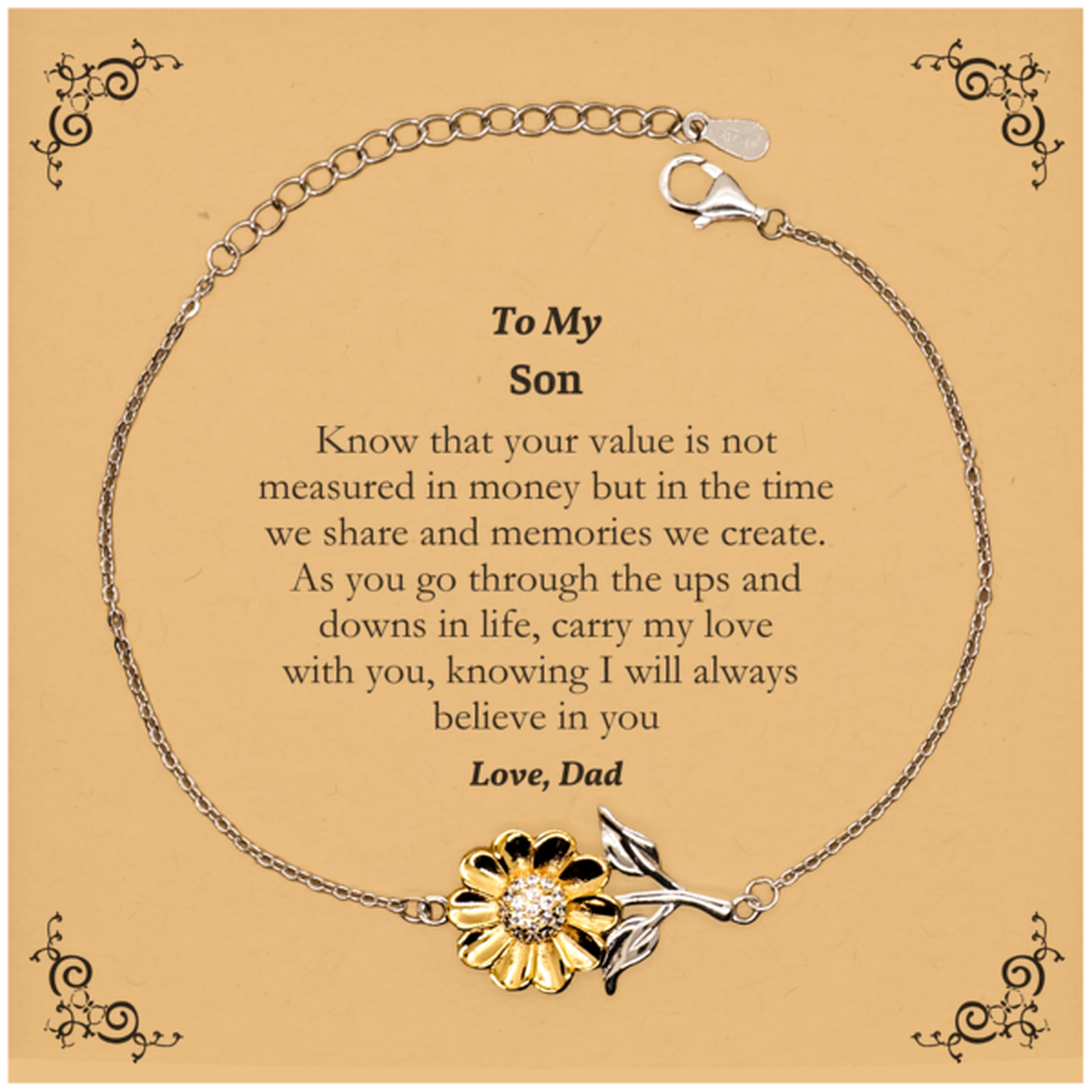sunflower bracelet for son carry my love with you always believe in yourself perfect gift for birthday graduation holidays and more inspirational engraved jewelry to show love and confidence