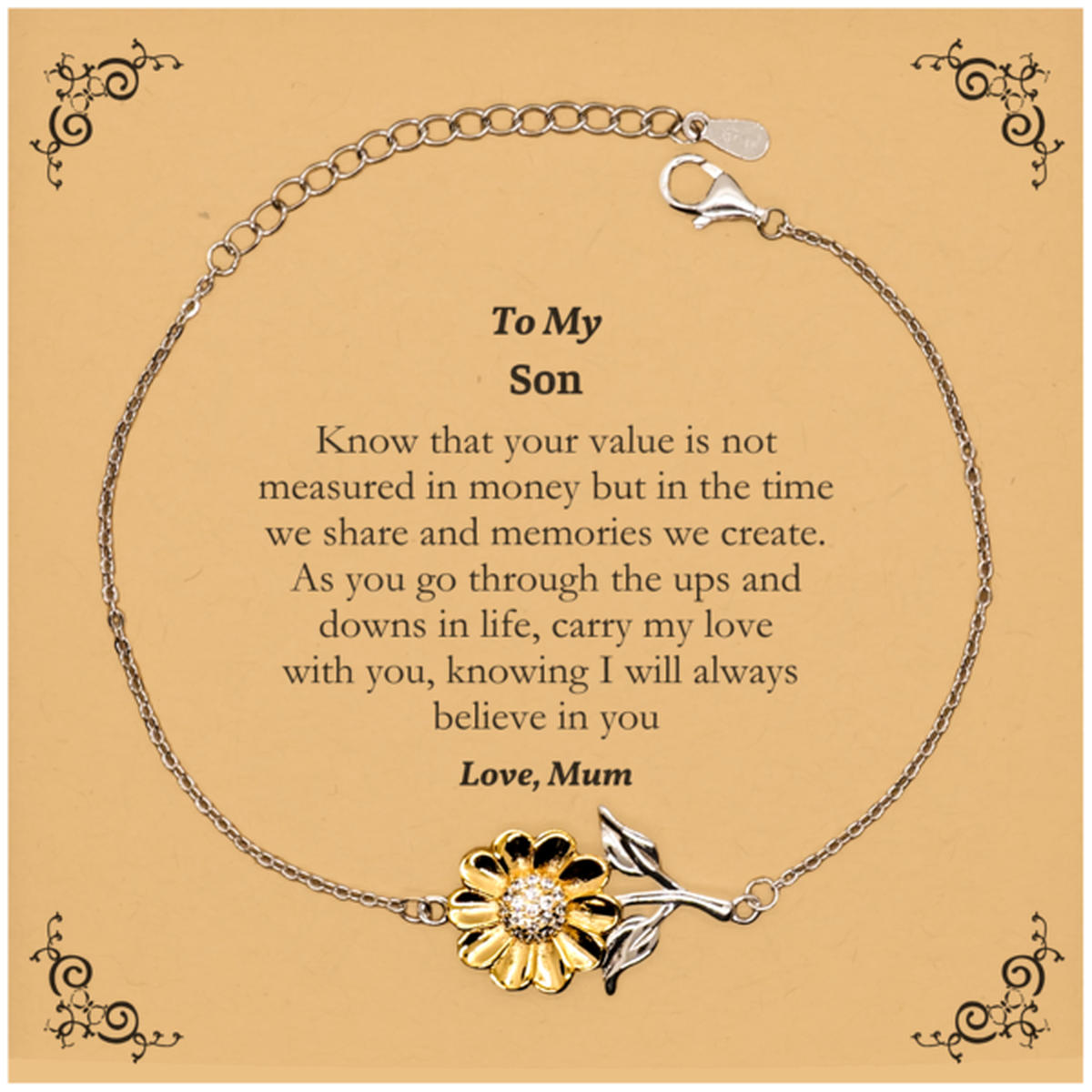 son engraved sunflower bracelet carry my love with you perfect graduation gift from mum for confidence and hope son son son son