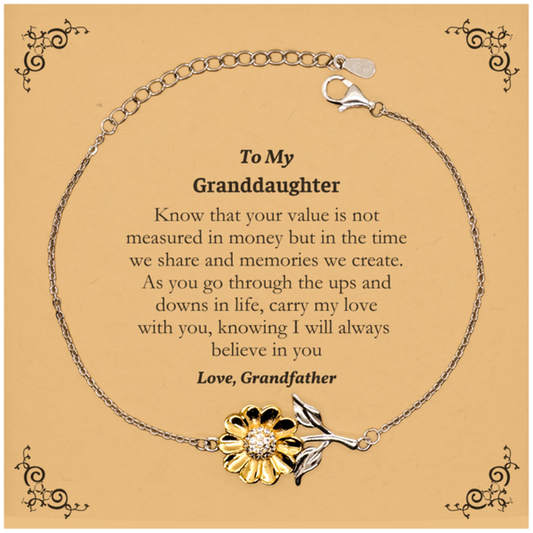 granddaughter sunflower bracelet carry my love with you through lifes ups and downs inspirational gift for birthday christmas graduation engraved flower charm jewelry for her