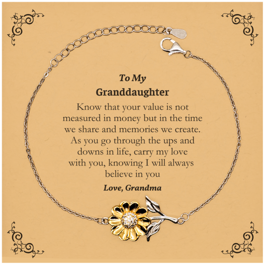 sunflower bracelet granddaughter gift engraved with love hope and inspiration for graduation christmas and birthday meaningful jewelry for granddaughters to carry my love always grandma