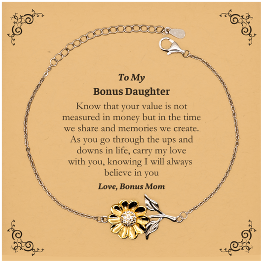 bonus daughter sunflower bracelet carry my love with you always believe in you inspirational gift for birthdays holidays and graduation bonus daughter jewelry meaningful and unique