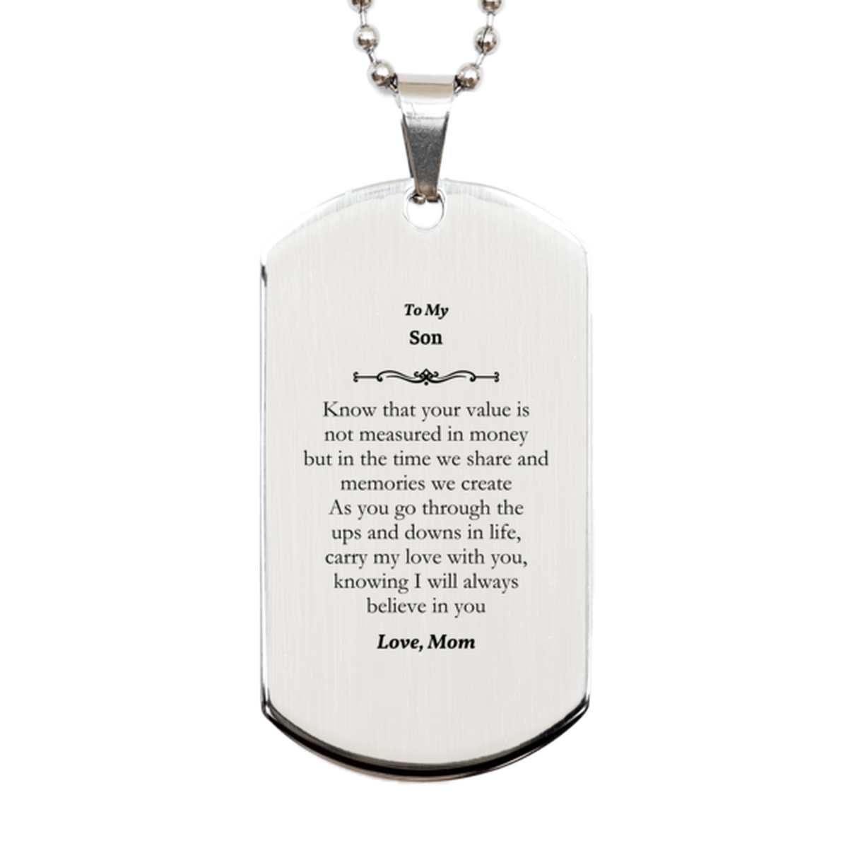 unique engraved silver dog tag for son carry my love with you always believe in you inspirational graduation gift for son from mom