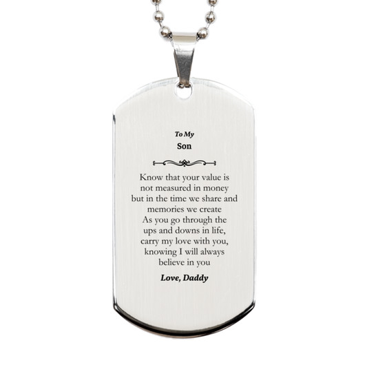 engraved silver dog tag for son carry my love with you always daddy believes in you perfect graduation birthday veterans day gift