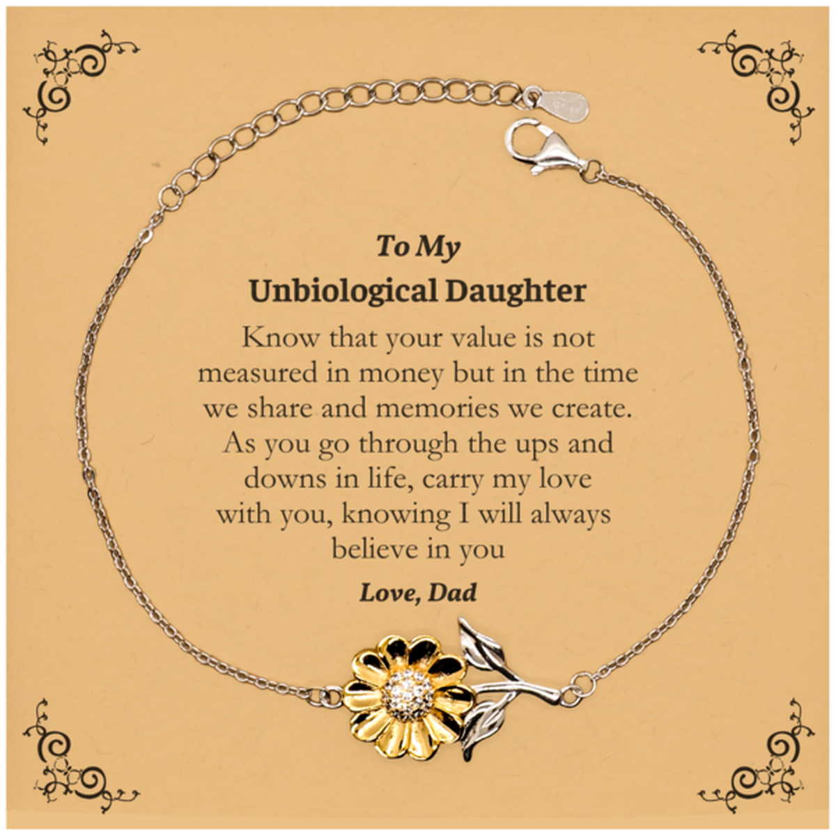 sunflower bracelet for unbiological daughter carry my love with you always inspirational jewelry for graduation christmas holidays