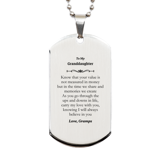 granddaughter silver dog tag engraved with love inspirational gift for birthday and graduation gramps believes in you
