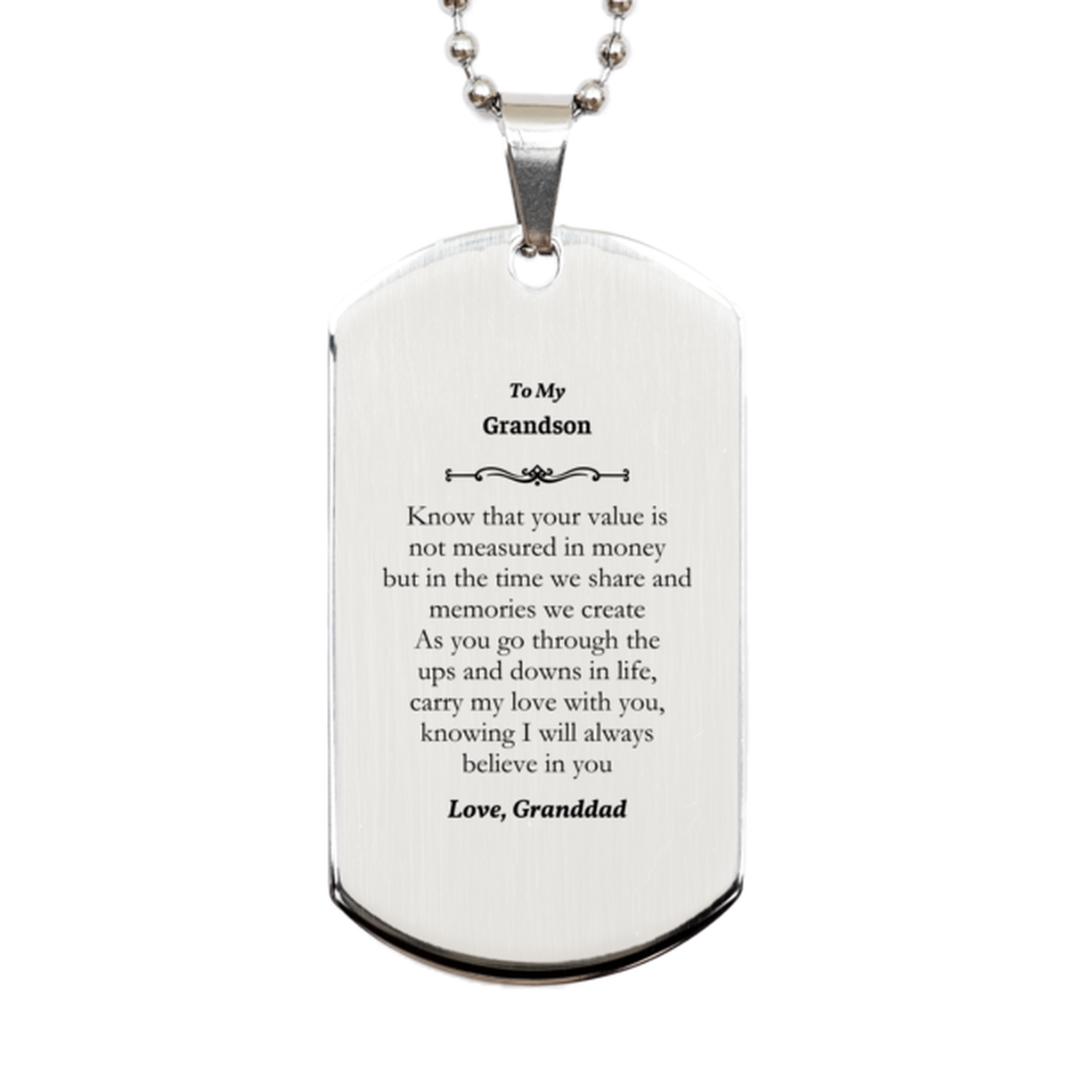 grandson silver dog tag engraved memories love birthday gift for him