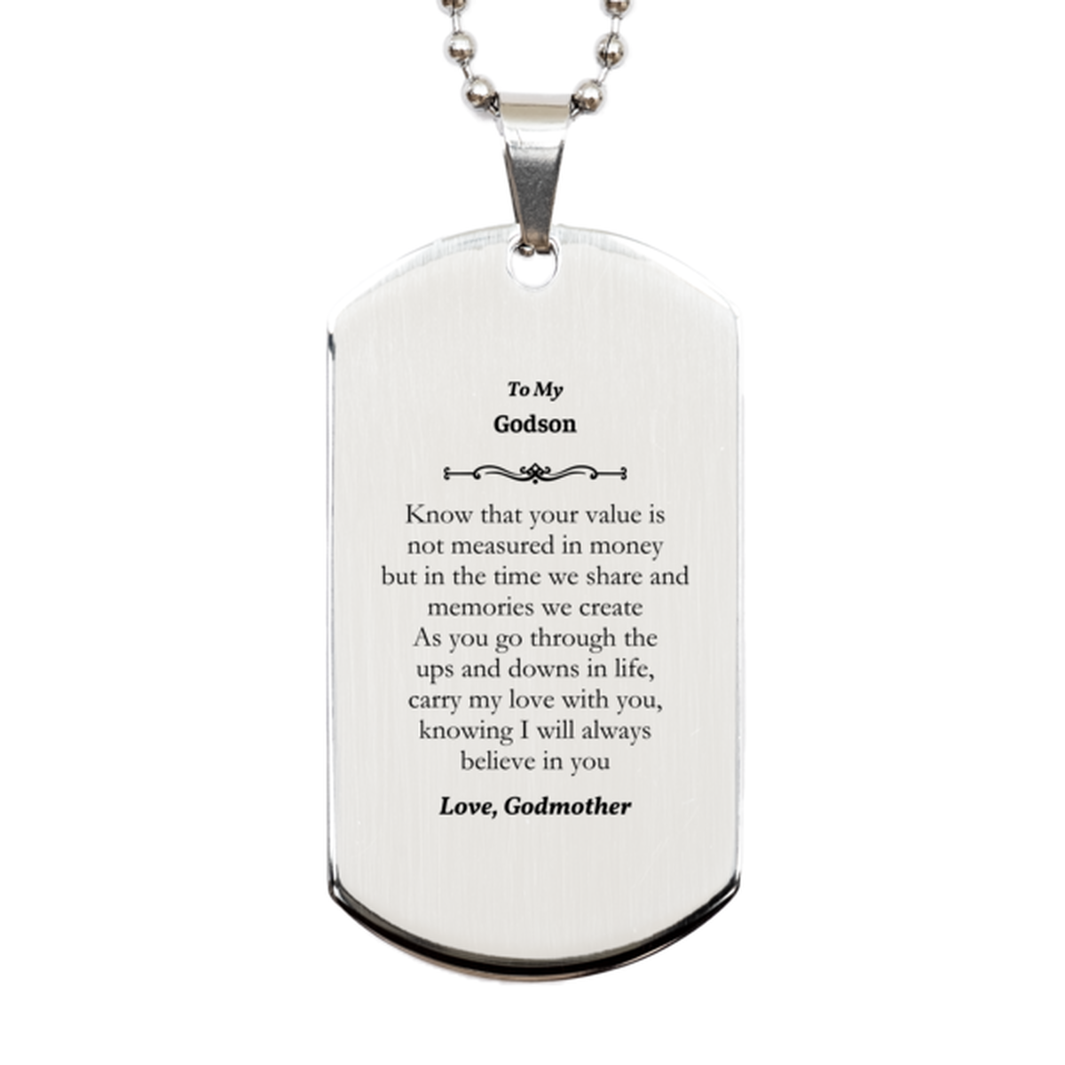 godson engraved silver dog tag carry my love with you inspirational gift for birthday christmas graduation godmother love and confidence