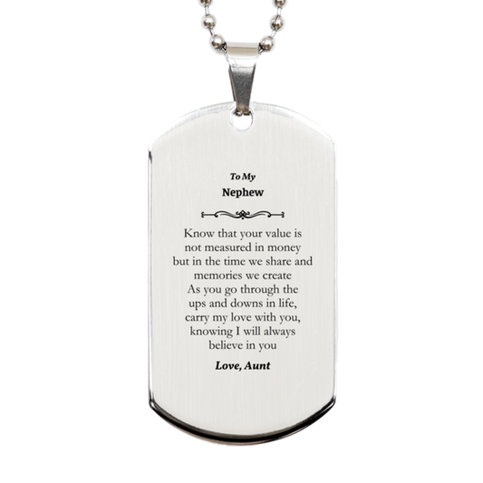 silver dog tag nephew engraved inspirational gift for graduation birthday and holidays always believe in you aunts love and confidence