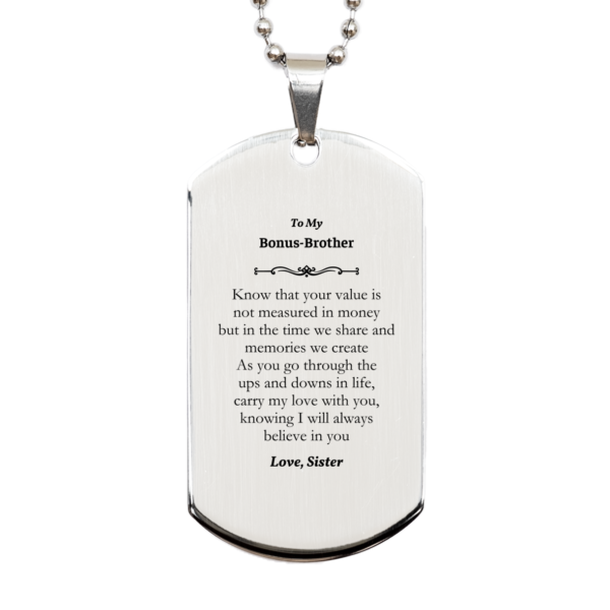 engraved silver dog tag bonus brother gift carry my love sister inspirational christmas graduation veterans day