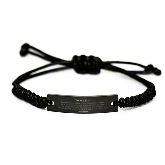 inspirational black rope bracelet for son carry my love with you graduation birthday christmas gift